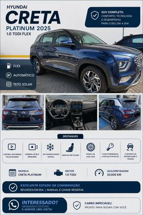 HYUNDAI CRETA 1.0 TGDI FLEX PLATINUM AUTOMÁTICO